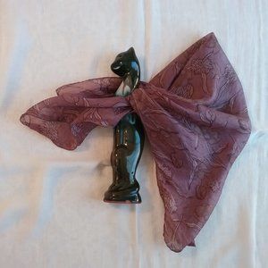 🌞 Vintage Burgundy Floral 100% Silk Scarf 20"